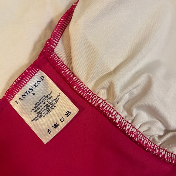 Hot pink ruffled halter tankini swim top Lands End - Picture 3 of 3